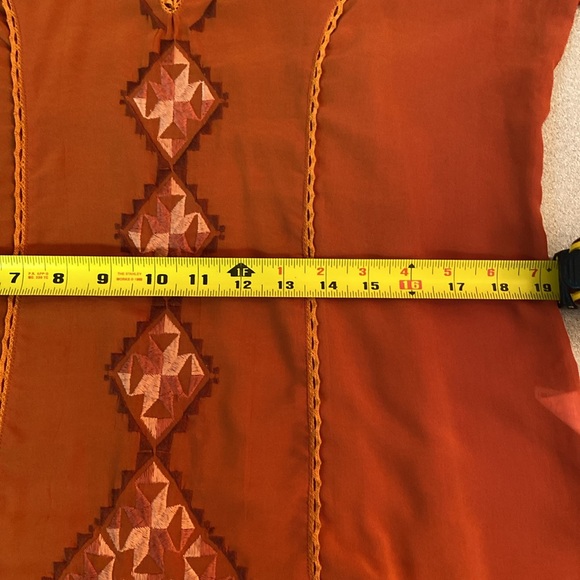 Monoreno - burnt orange boho blouse. Size L - Picture 5 of 9